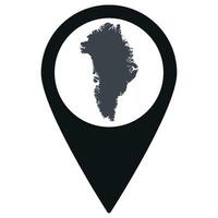 Black Pointer or pin location with Greenland map inside. Map of Greenland vector