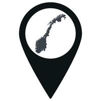 negro puntero o alfiler ubicación con noruegamapa adentro. mapa de Noruega vector