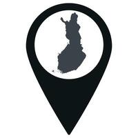 Black Pointer or pin location with Finland map inside. Map of Finland vector