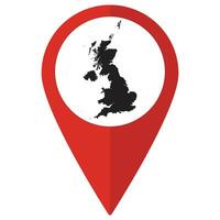 Red Pointer or pin location with United Kingdom map inside. Map of United Kingdom vector