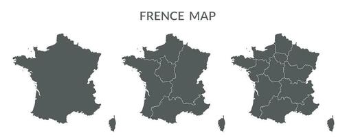 French map set with grey color vector