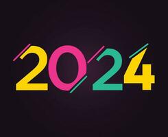 contento nuevo año 2024 resumen multicolor gráfico diseño vector logo símbolo ilustración con púrpura antecedentes