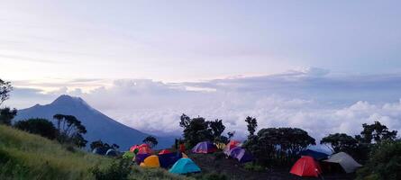 The beauty of the camping location on the mountain photo