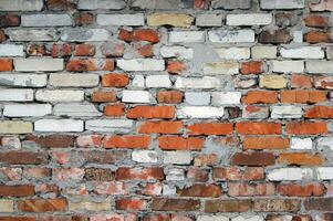 Red and white old brick wall background. photo