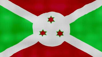 Burundi vlag golvend kleding perfect lus, vol scherm animatie 4k resolutie video