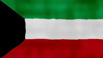 Kuwait Flagge winken Stoff perfekt Schleife, voll Bildschirm Animation 4k Auflösung. video