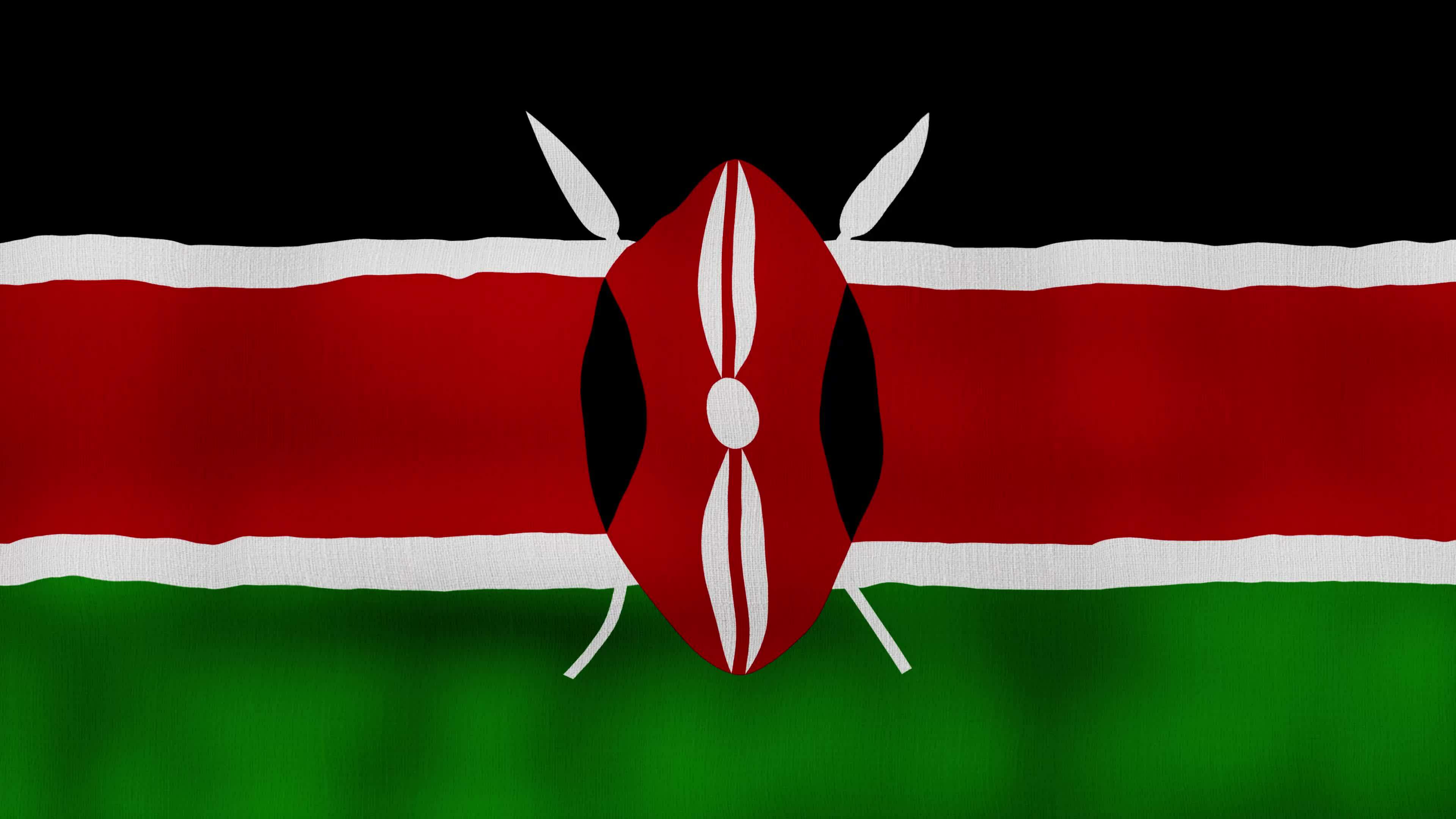Kenya flag waving cloth Perfect Looping, Full screen animation 4K