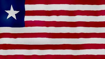 Liberia vlag golvend kleding perfect lus, vol scherm animatie 4k oplossing. video