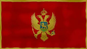 Montenegro flag waving cloth Perfect Looping, Full screen animation 4K Resolution video
