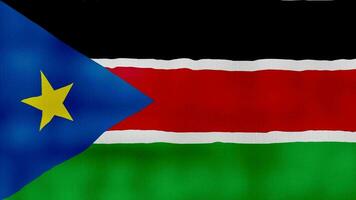 Süd Sudan Flagge winken Stoff perfekt Schleife, voll Bildschirm Animation 4k Auflösung video