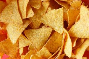 Background of Corn Tortilla Chips or Nachos photo