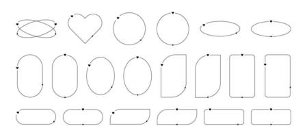 estético marcos paquete de y2k elementos. minimalista lineal plantillas para carteles, publicaciones y cuentos. fronteras para social redes aislado vector ilustración en blanco antecedentes.