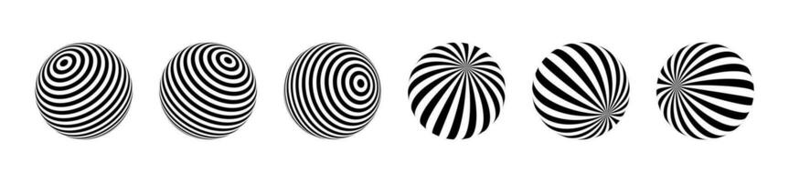 óptico espejismo de el globo embalar. 3d ola raya esferas aislado vector ilustración en blanco antecedentes.