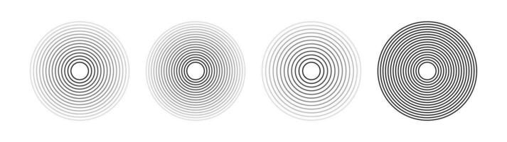 sonido onda de un circular ola embalar. radio señal o chapoteo de agua. aislado conjunto de vector elementos en blanco antecedentes.