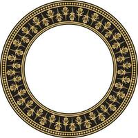 Vector golden and black round byzantine ornament. Circle, border, frame of ancient Greece and Eastern Roman Empire. Decoration of the Russian Orthodox Church.