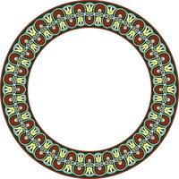 Vector colored round ornament ring of ancient Greece. Classic pattern frame border Roman Empire