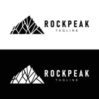 Simple mountain peak logo line rock illustration landscape design vector