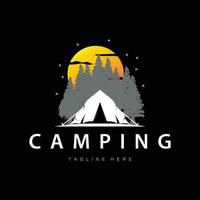 Simple vector outdoor camping logo, wild adventure template with old vintage style