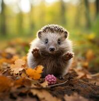AI generated hedgehog stock photo an uncoated grey hedgehog with the front