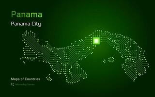 Panamá mapa con un capital de Panamá ciudad mostrado en un pastilla modelo con procesador. gobierno electrónico. mundo países vector mapas pastilla serie