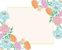 Hand Drawn Peony and Rose Flower Border vector