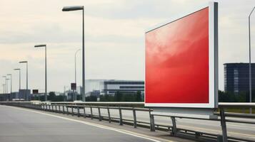 AI generated Billboard mockup with blank front, realistic on a mockup template in a skyway platform photo