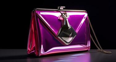 AI generated vivienne westwood purse fuchsia in a metallic leather, photo