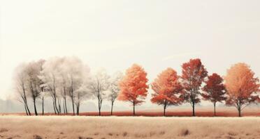 ai generado un grande grupo de arboles en diferente colores en un campo foto