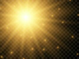 Sunlight on a background. Isolated yellow rays of light. Vector illustration