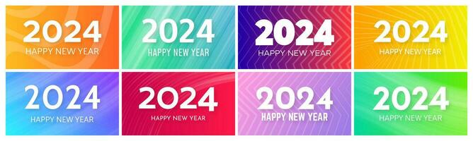 2024 Happy New Year on colorful backgrounds vector