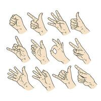 hands isolated on a white background, hand vector illustration hand drawn style