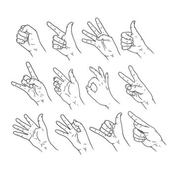 manos aislado en un blanco fondo, mano vector ilustración mano dibujado estilo