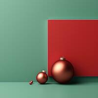 AI generated green and red christmas holiday card, photo