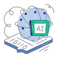 AI and Robotics Hand Drawn Illustration vector