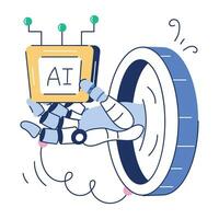 AI and Robotics Hand Drawn Illustration vector