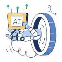 AI and Robotics Hand Drawn Illustration vector