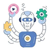 AI and Robotics Hand Drawn Illustration vector