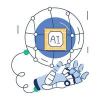 AI Technology Hand Drawn Illustration vector