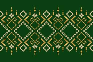 Green Cross stitch colorful geometric traditional ethnic pattern Ikat seamless pattern border abstract design for fabric print cloth dress carpet curtains and sarong Aztec African Indian Indonesian vector