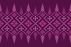 Pink Cross stitch colorful geometric traditional ethnic pattern Ikat seamless pattern border abstract design for fabric print cloth dress carpet curtains and sarong Aztec African Indian Indonesian vector