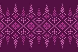 Pink Cross stitch colorful geometric traditional ethnic pattern Ikat seamless pattern border abstract design for fabric print cloth dress carpet curtains and sarong Aztec African Indian Indonesian vector