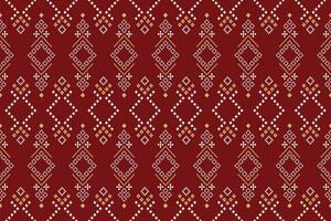 Red traditional ethnic pattern paisley flower Ikat background abstract Aztec African Indonesian Indian seamless pattern for fabric print cloth dress carpet curtains and sarong vector