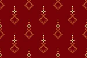 Red traditional ethnic pattern paisley flower Ikat background abstract Aztec African Indonesian Indian seamless pattern for fabric print cloth dress carpet curtains and sarong vector