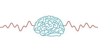 Human brain with wave lines. Power of Human mind. Brain wave activity. Complex neurology and brain related concepts and ideas. vector