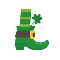 Green shoes with a gold belt. with green patterned socks St. Patrick's Festival elements vector