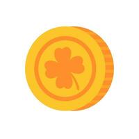 Gold coin with four leaf clover symbol Amulet for good luck in investing vector