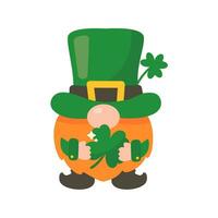 Gnomes with long orange beards carry good luck charms. St. Patrick's Festival elements vector