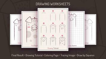 How to Draw a Dirty Pig. Step by Step Drawing Tutorial. Draw Guide. Simple Instruction. Coloring Page. Worksheets for Kids and Adults vector