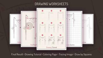 cómo a dibujar un gato. paso por paso dibujo tutorial. dibujar guía. sencillo instrucción. colorante página. hojas de trabajo para niños y adals vector