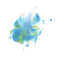 Spots and splashes of watercolor paint are blue and green. Hand drawn. Isolated object on a white background. vector